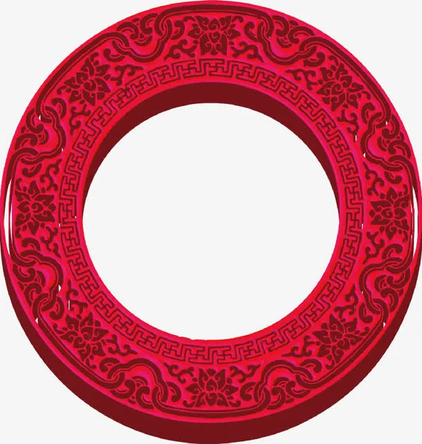 中式圆立体花纹免抠
