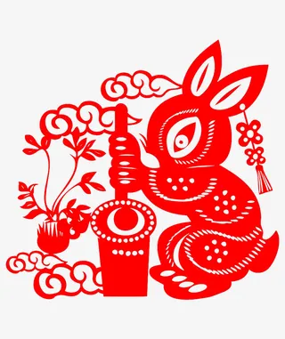 中秋玉兔剪纸免抠