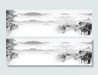 水墨淡雅海报banner高清