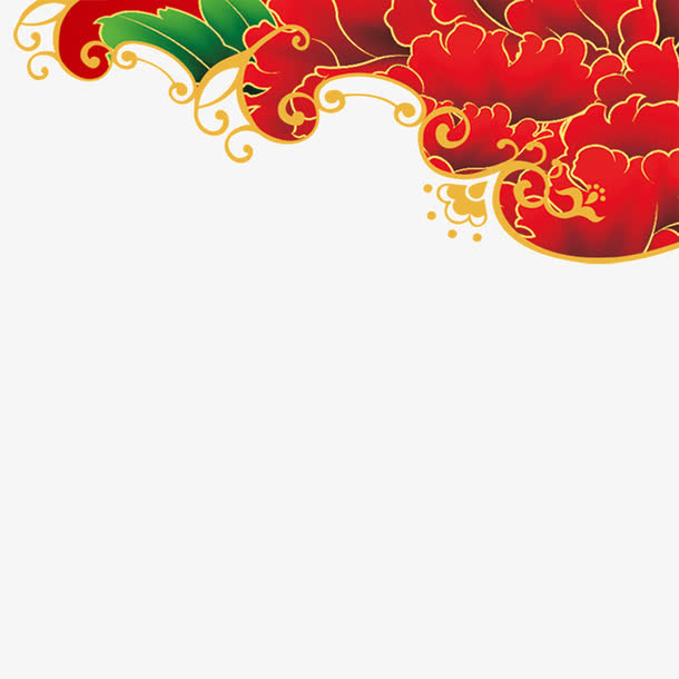 富贵花边框免抠