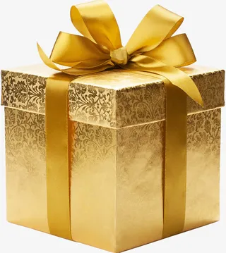 创意合成金色质感礼物包装七夕节免抠