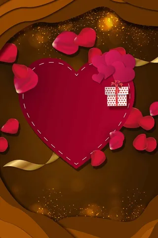 爱心咖啡色唯美清新简约背景高清