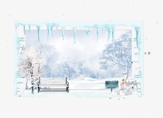 冬日冰雪边框免抠