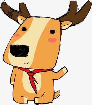 手绘插画卡通小鹿免抠