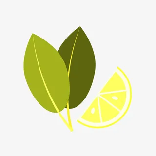 春天绿叶清新柠檬免抠