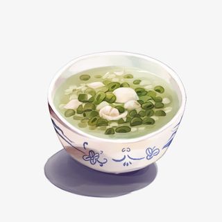 手绘卡通一碗绿豆粥免抠
