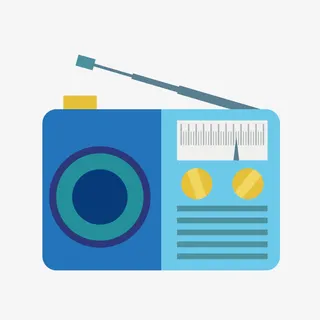 蓝色收音机免抠