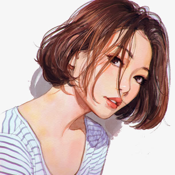 手绘卡通女孩免抠