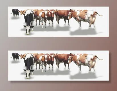 草原奶牛动物牧场免抠装饰动物元素