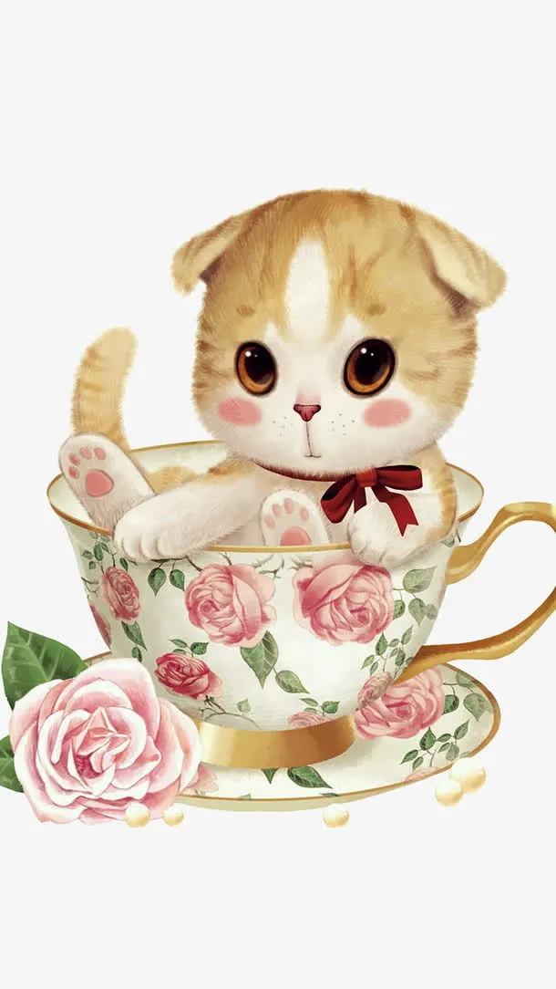 扎红领结的小猫咪免抠
