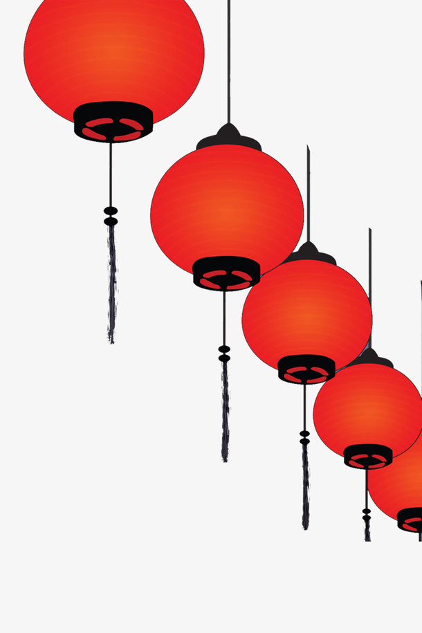 元旦红色喜庆灯笼挂件免抠