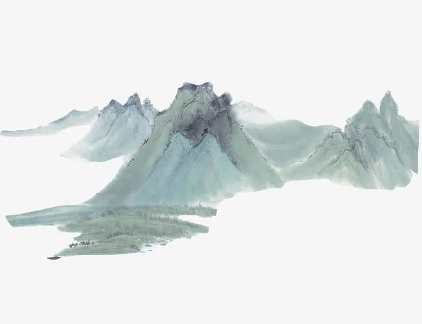 江南古风山水水墨画免抠