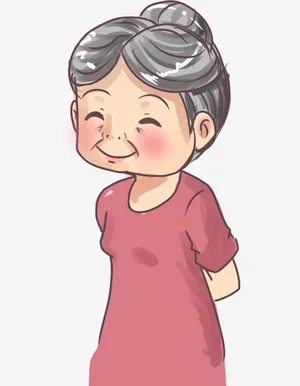 手绘慈祥微笑的老婆婆免抠免抠