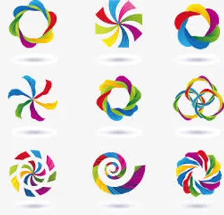 多彩旋转图形免抠