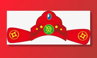 春节红色财神帽子免抠