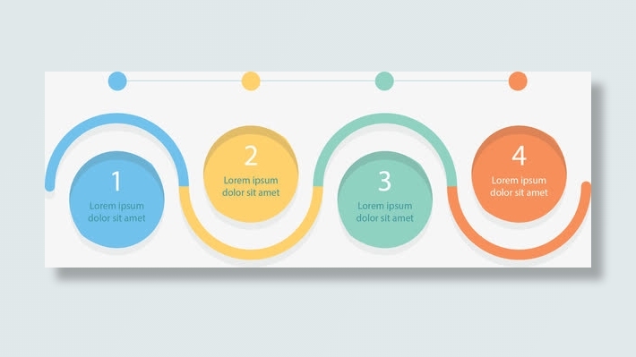 彩色数字弯道流程图免抠