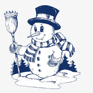 手绘的雪人免抠