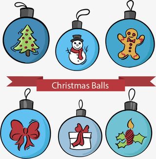 蓝色圣诞球免抠