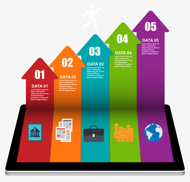 彩色箭头统计图矢量免抠