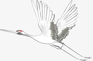 水墨画中的仙鹤免抠