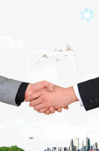 商务人士合作握手共赢免抠