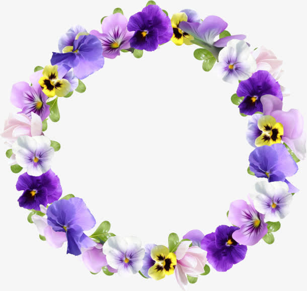 蓝花 鲜艳花环png素材免抠
