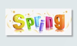 卡通立体春天字母设计免抠