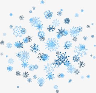 蓝色漂浮雪花免抠