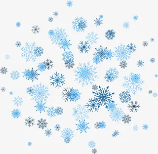 蓝色漂浮雪花免抠