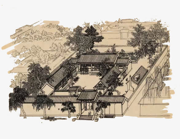 四合院加周边免抠