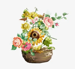 花卉篮子花篮免抠