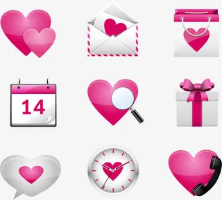 矢量爱心玫红色图标免抠