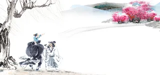 清明节中国风水墨背景墙展板高清