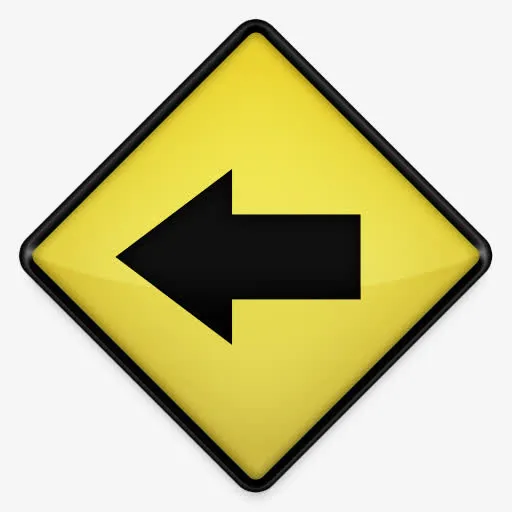 箭头左黄色道路标志图标免抠