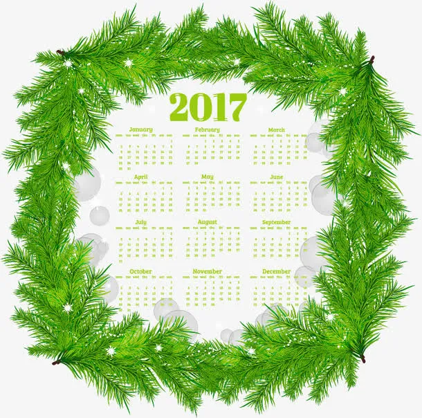 绿叶2017年日历设计矢量素材免抠