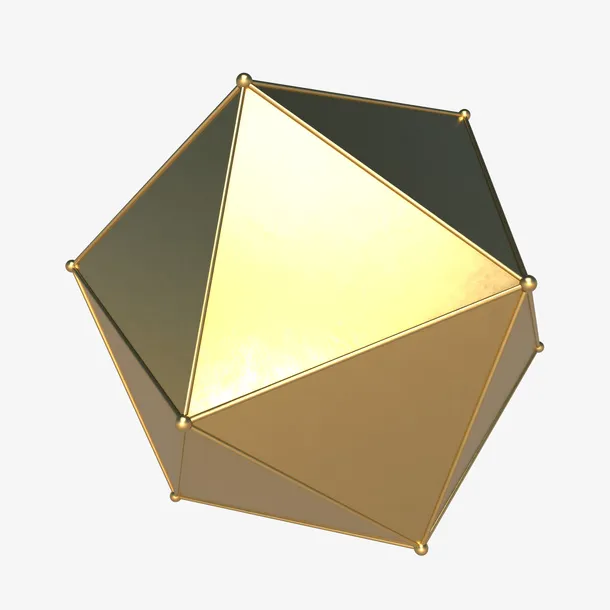 立体的金色金属立体几何免抠