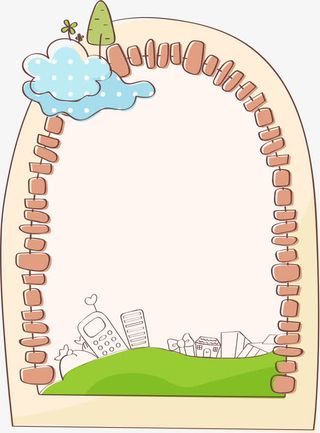 椭圆砖头边框免抠