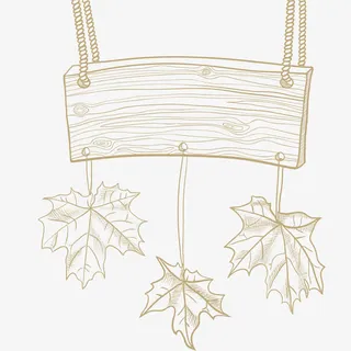 手绘风秋千梧桐线稿免抠