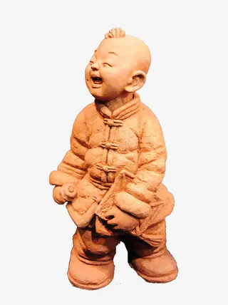 泥塑乐开花的孩子免抠