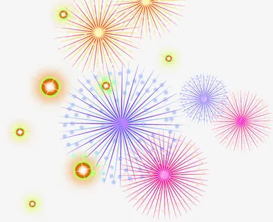 彩色浪漫烟花美景卡通免抠