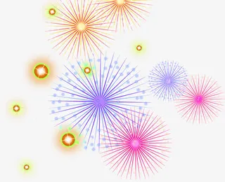 彩色浪漫烟花美景卡通免抠