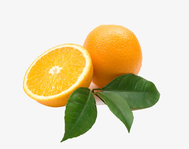 带叶子的橙子免抠