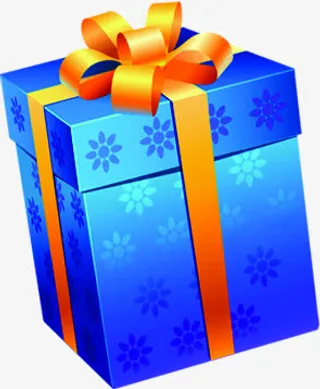 手绘蓝色底纹礼盒免抠