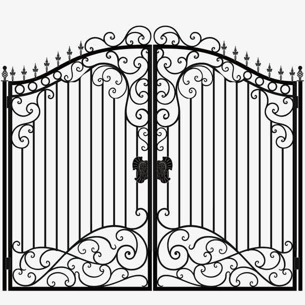 创意花纹铁门免抠