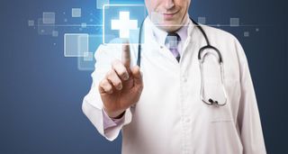 男医生蓝色背景高清