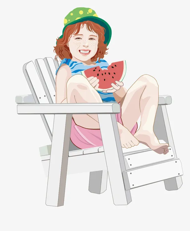 吃西瓜的小女孩免抠