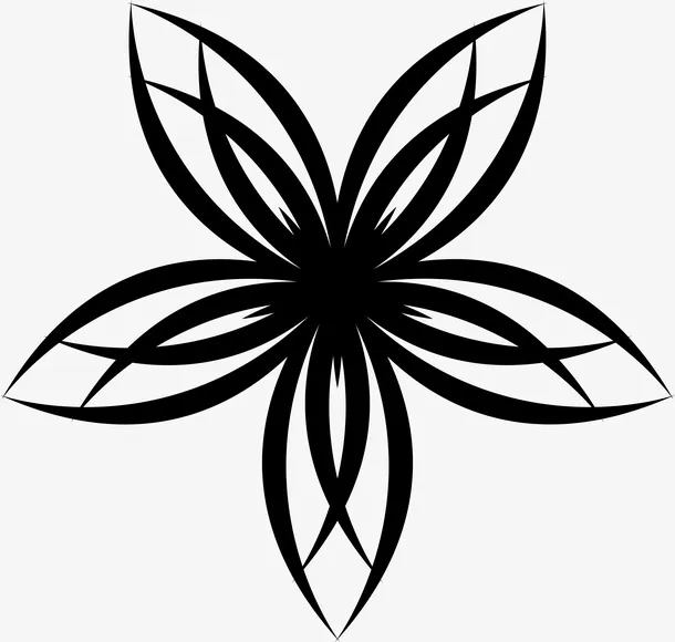 创意手绘花瓣重叠图案免抠
