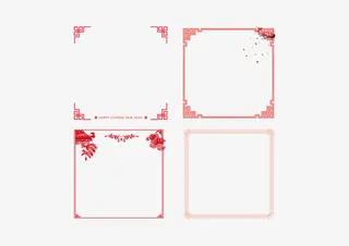 中国红装饰边框免抠