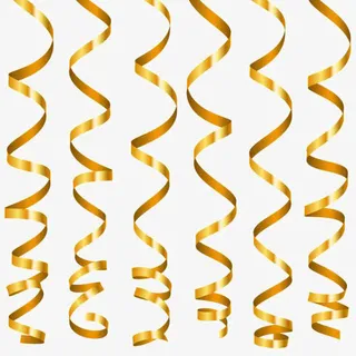 金色丝带免抠