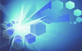 蓝色六边形设计亮光免抠